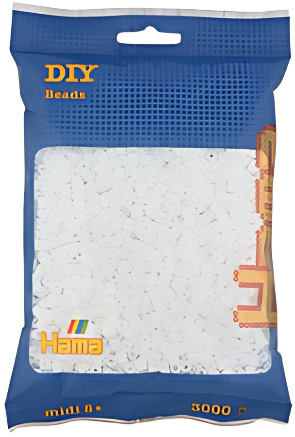 Hama Perles à repasser midi, sachet, 3000 pièces, blanc