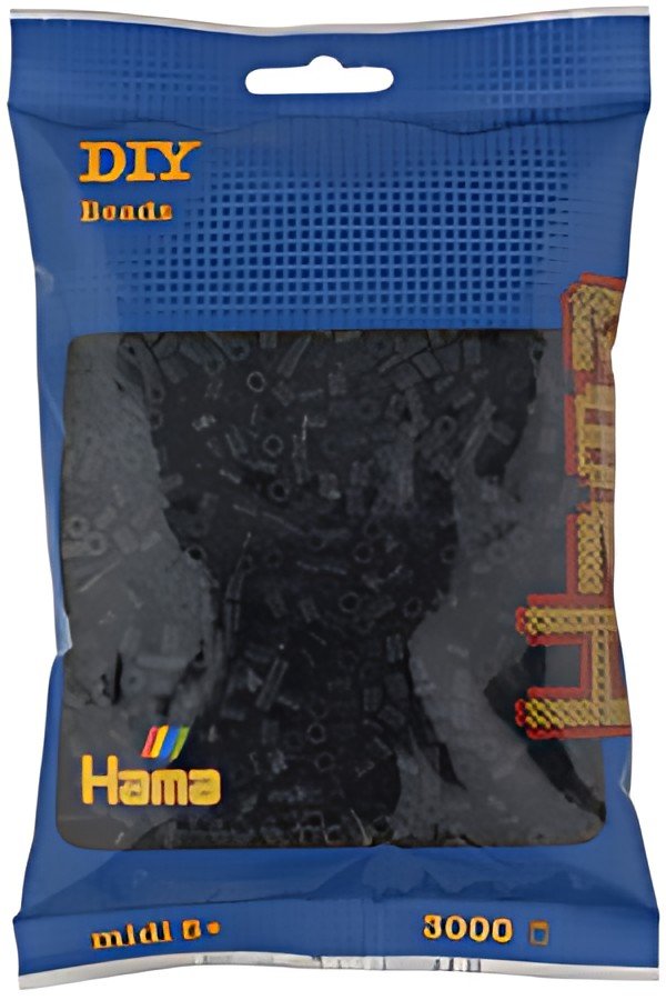 Hama Perles à repasser midi, sachet, 3000 pièces, noir
