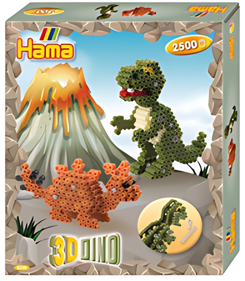 hama Perles à repasser midi 3D "Dinosaures", coffret cadeau