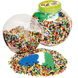 HAMA Perles à repasser midi + plaques à picots,pot plastique