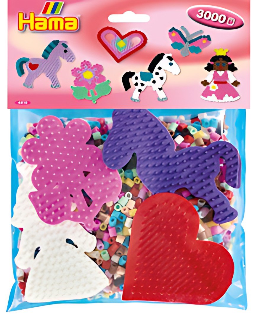 HAMA Perles à repasser midi + plaques à picots "Fille"