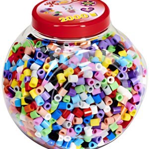 HAMA Perles à repasser maxi, pot plastique, couvercle bleu