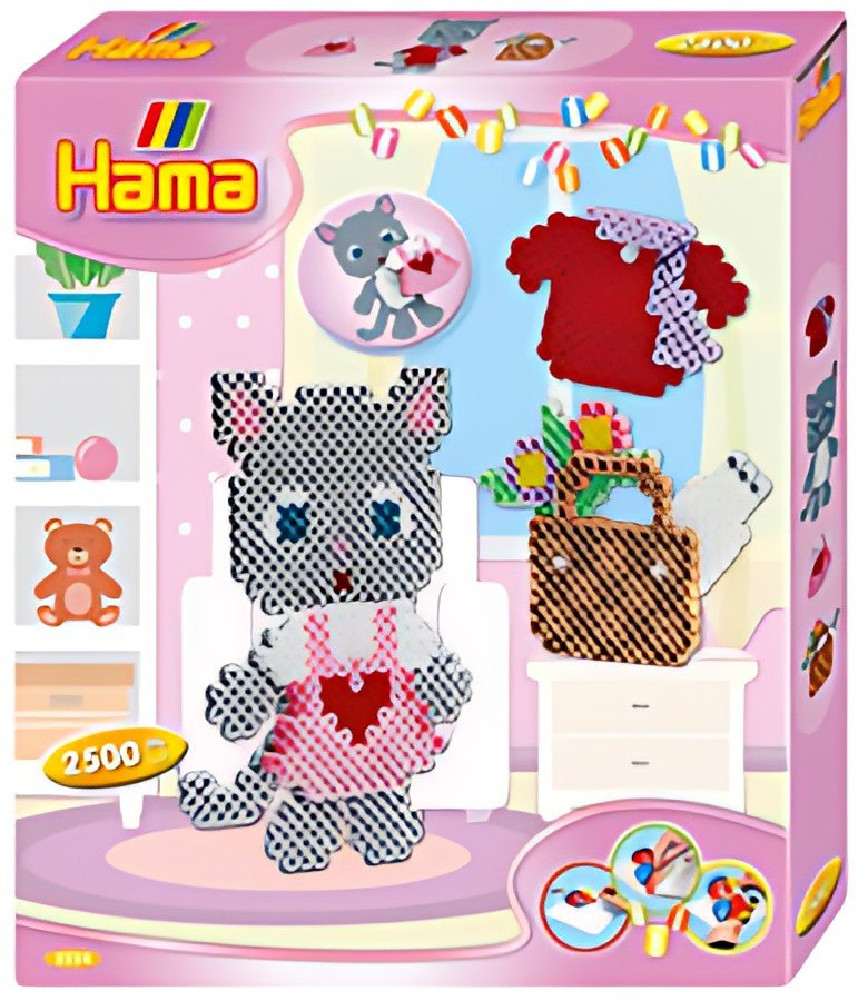 Hama Perles à repasser midi "Chat habillé", boîte cadeau