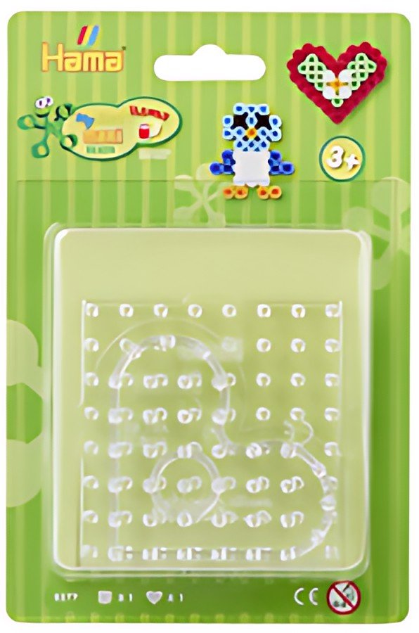 Hama Plaques à picots pour perles à repasser "Carré, coeur"