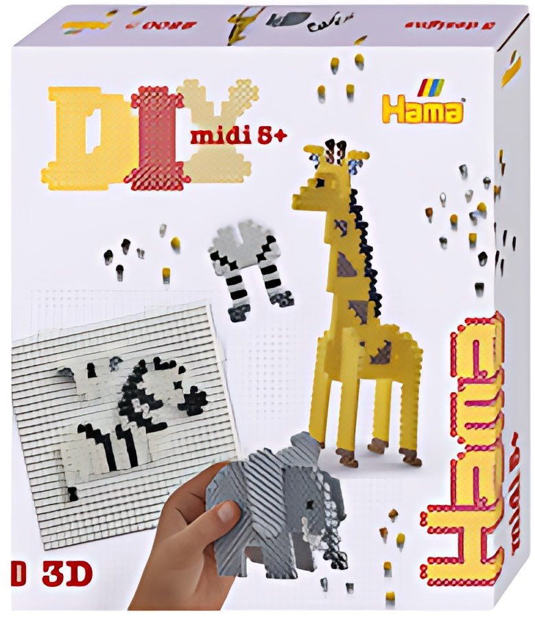 Hama Perles à repasser midi "Safari", coffret cadeau, 3D