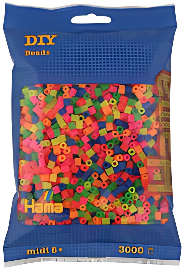 HAMA Perles à repasser midi "Mix Fluo", sachet de 3.000