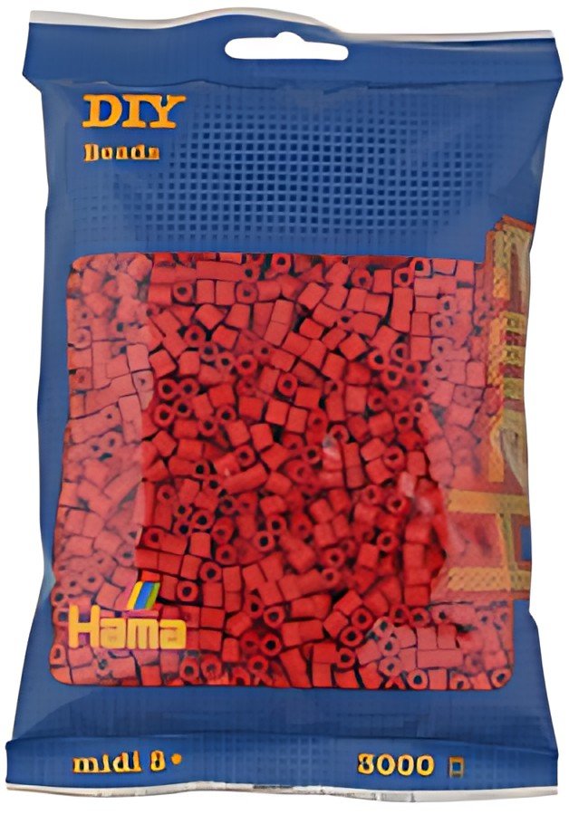 HAMA Perles à repasser midi, sachet de 3.000, rouge