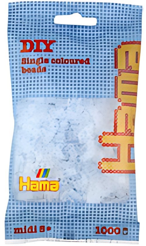 HAMA Perles à repasser midi, en sachet, blanc transparent