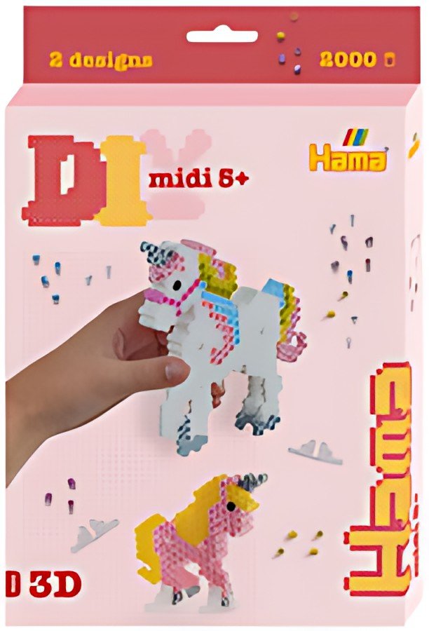 Hama Perles à repasser midi 3D "Licornes", coffret cadeau