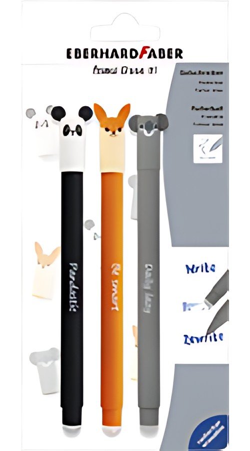 EBERHARD FABER Stylo encre gel Animal Erase it! blister de 3