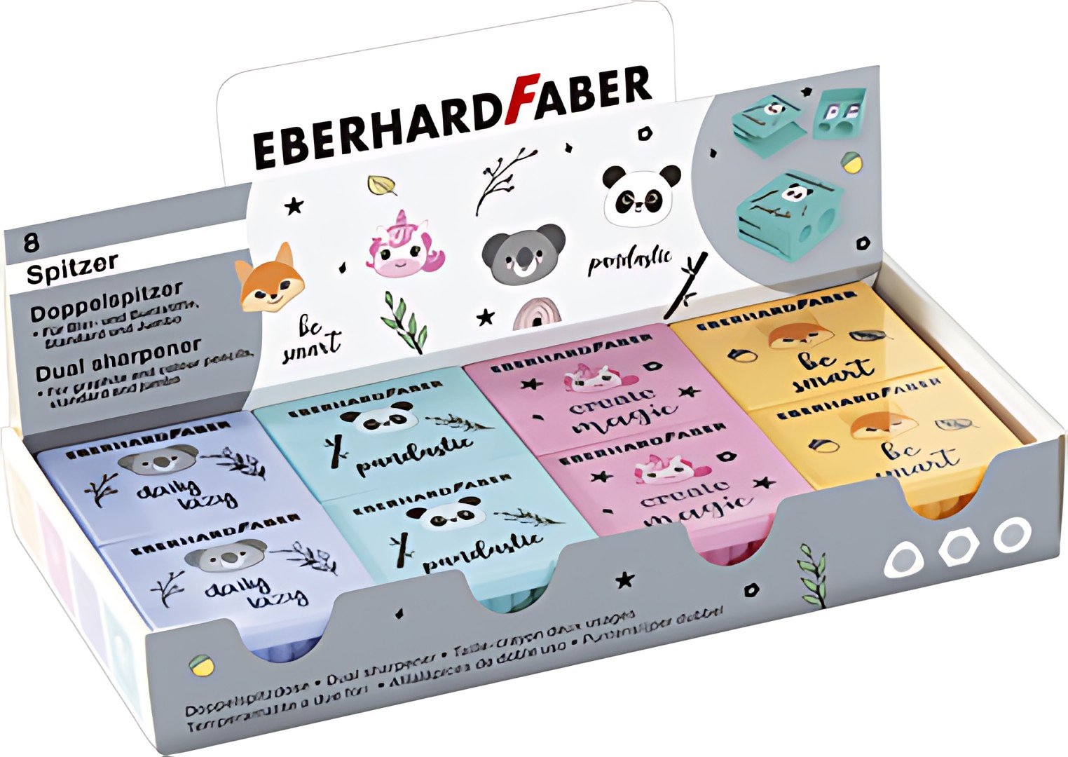 EBERHARD FABER Taille-crayon Animal, présentoir de 8