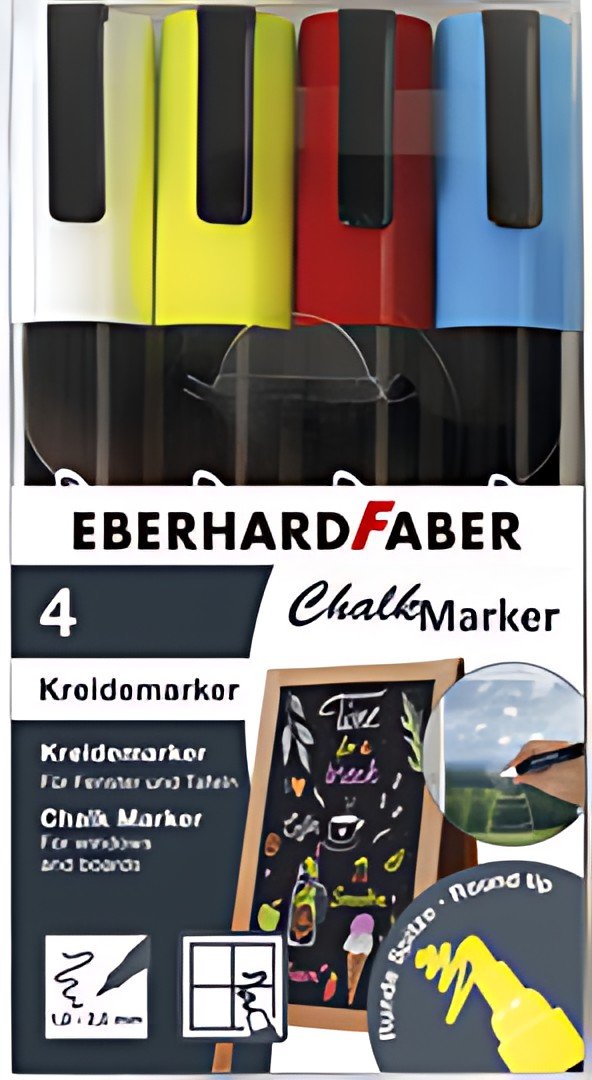 EBERHARD FABER Marqueur craie 1-2 mm, étui de 4, assorti
