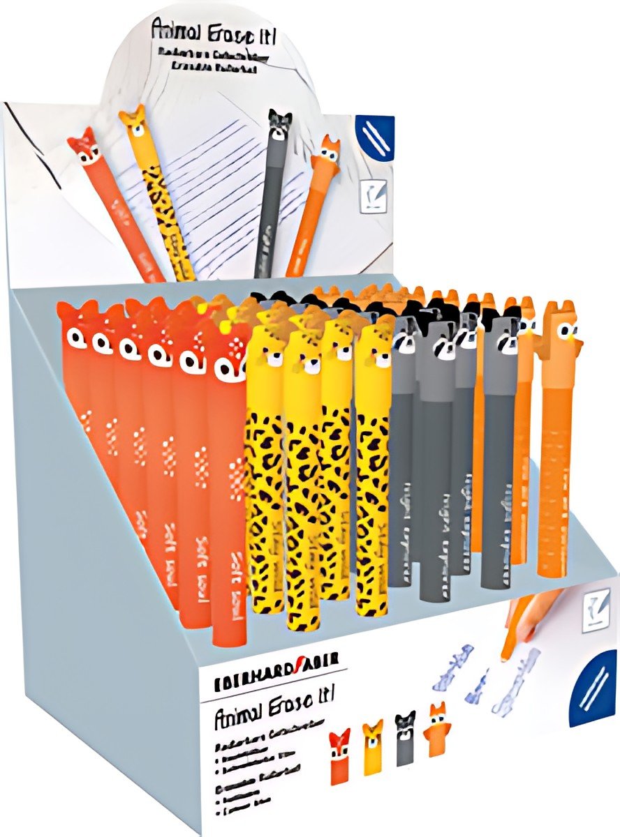 EBERHARD FABER Stylo Animal Erase it!, présentoir de 36