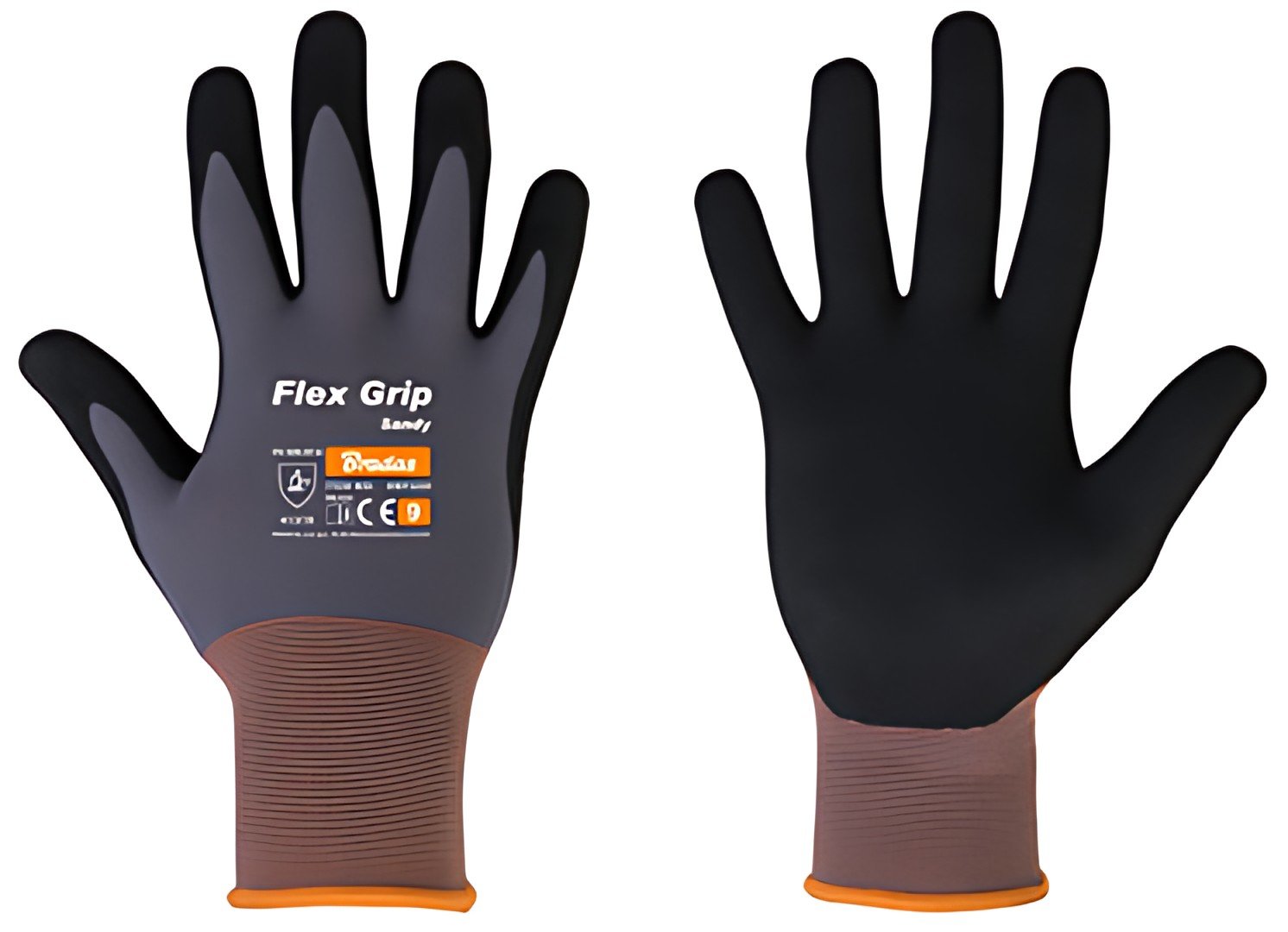 Bradas Gants de travail Flex Grip Sandy, noir/gris, XL