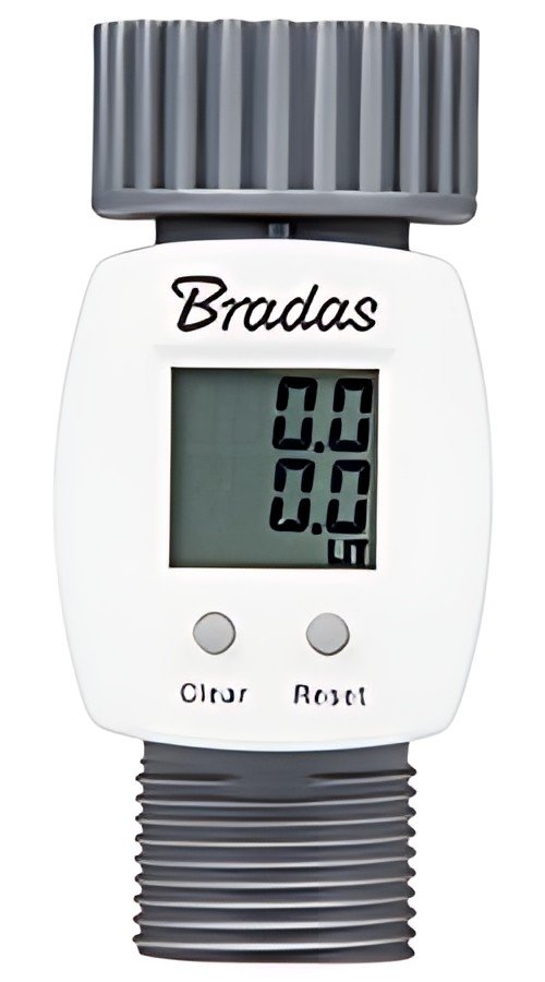 Bradas Débitmètre d'eau numérique WHITE LINE, 3/4", gris/
