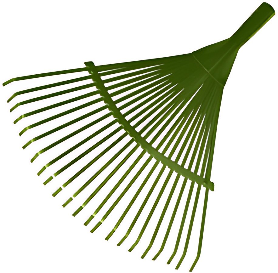 Bradas Balai à feuilles sans manche, métal, 22 dents, vert