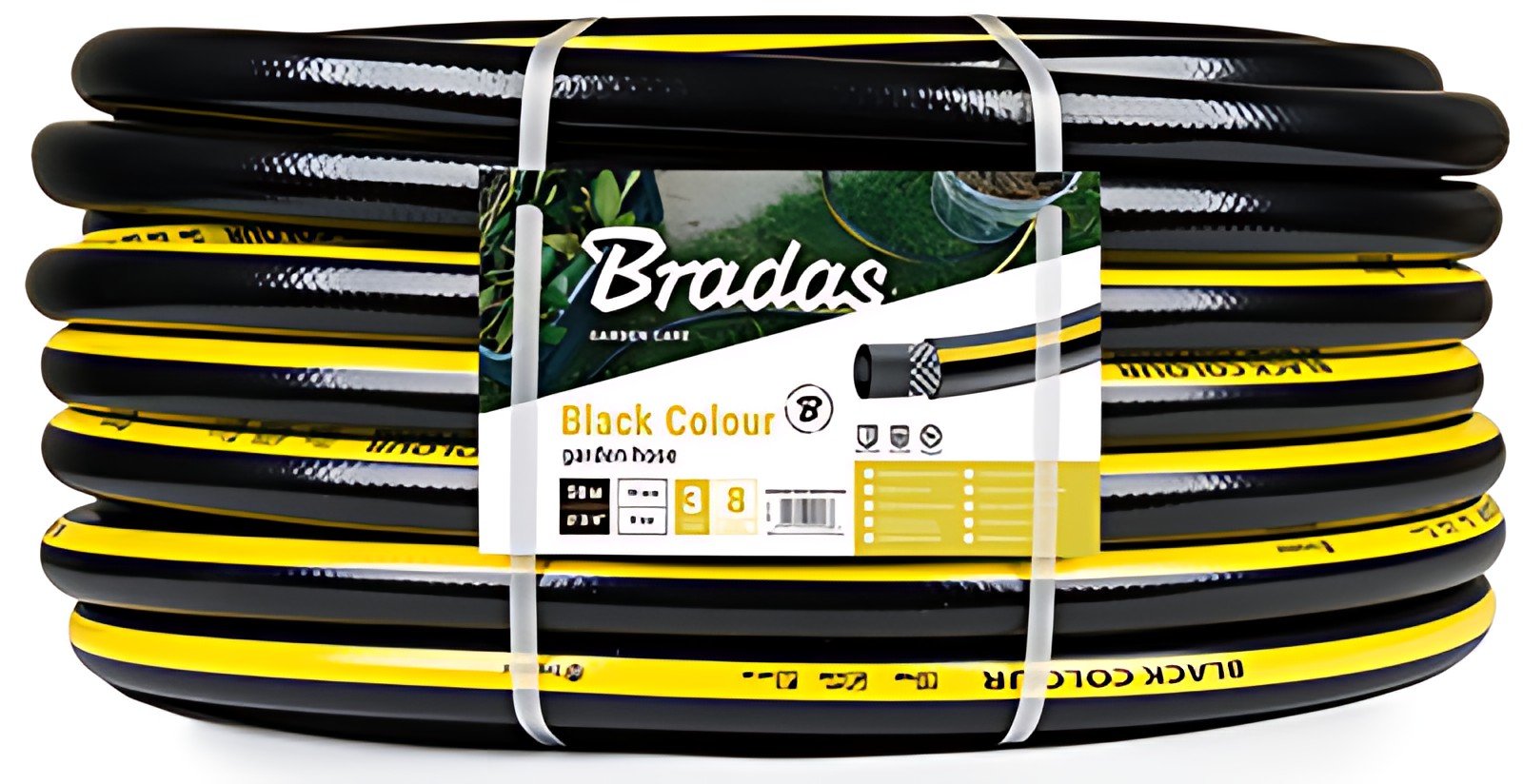 Bradas Tuyau d'arrosage BLACK COLOUR, 3/4", noir/jaune, 50 m