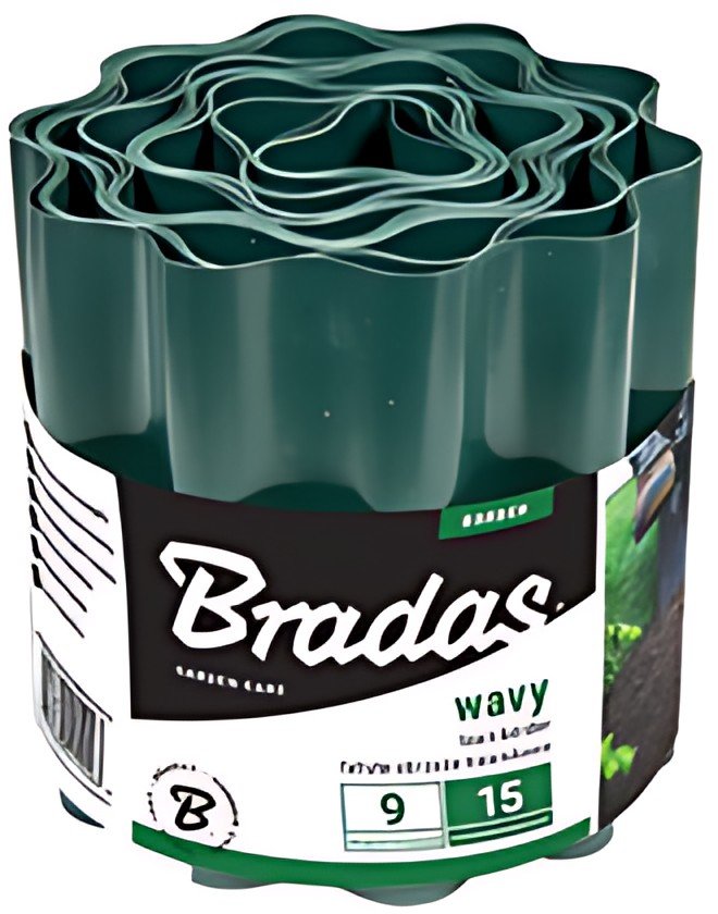 Bradas Bordure de gazon, hauteur 250 mm, longueur 9 m, vert