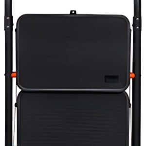 Bradas Escabeau pliable en acier, 2 niveaux, noir