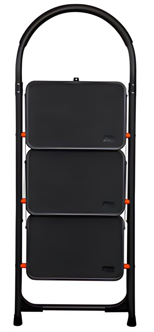 Bradas Escabeau pliable en acier, 3 niveaux, noir