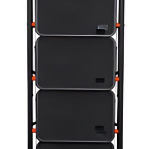 Bradas Escabeau pliable en acier, 4 niveaux, noir