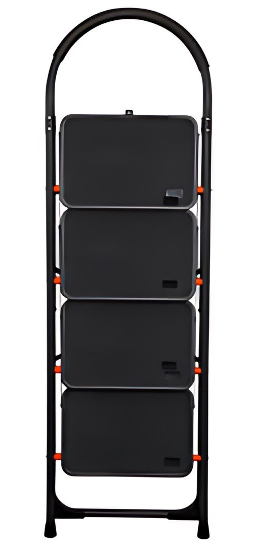 Bradas Escabeau pliable en acier, 4 niveaux, noir