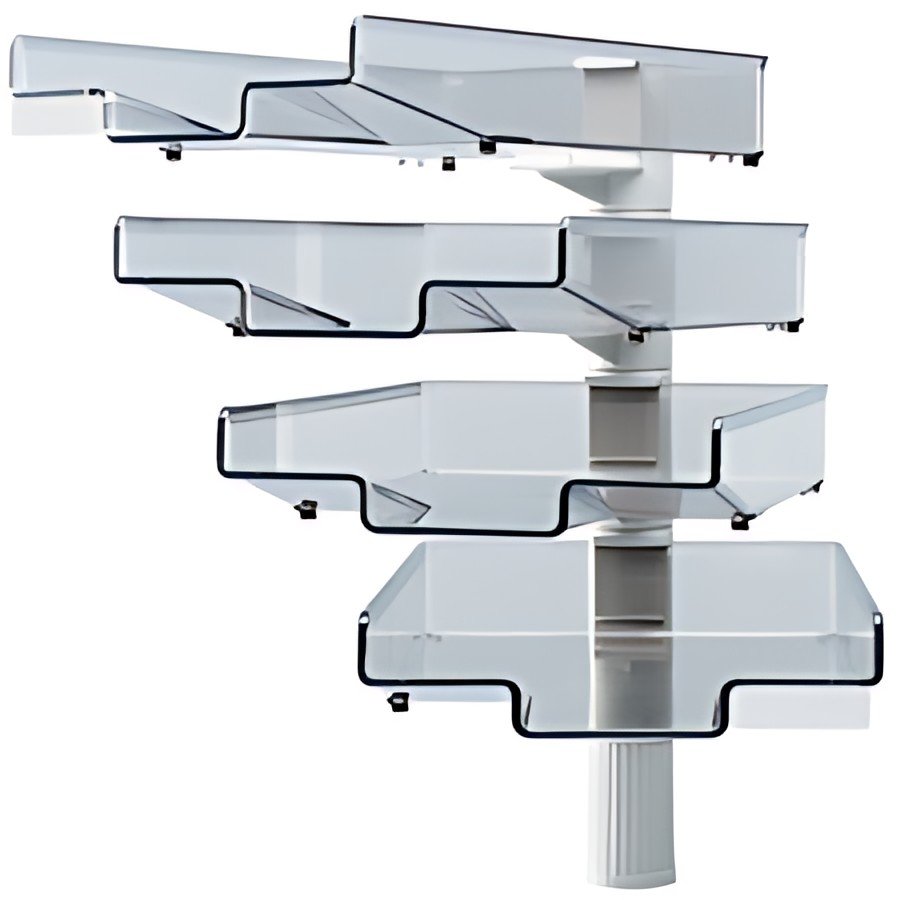 Hansa Colonne pivotante avec 4 bacs courrier, gris clair