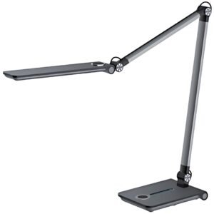 Hansa Lampe de bureau à LED "Wave", socle, gris métallique