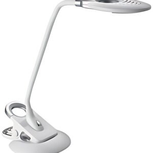 Hansa Lampe de bureau à LED Swirl, pied/pince, blanc/argent