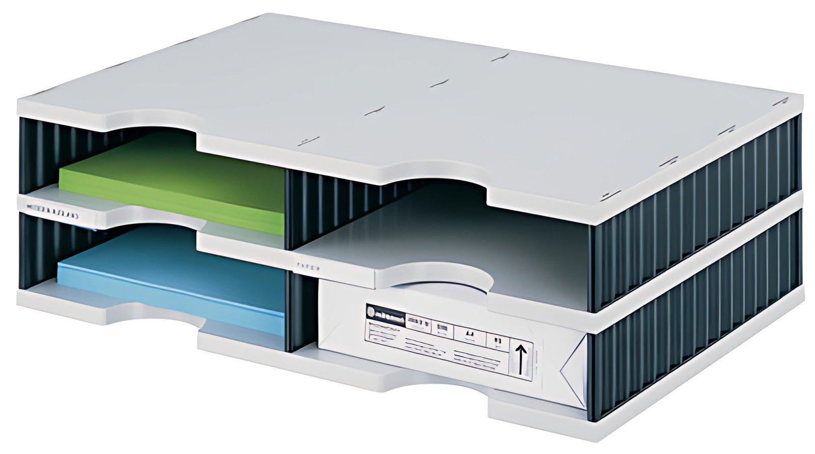 styro Module de base styrodoc duo 4 compartiments, noir/gris