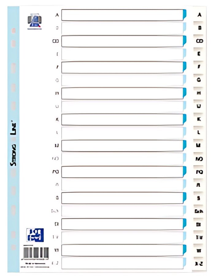 ELBA Intercalaires en plastique, A-Z, A4, 20 touches, blanc