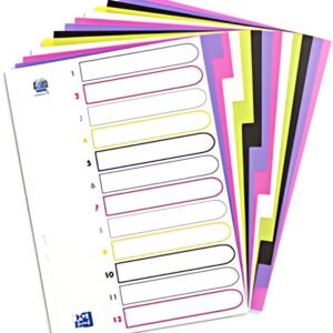 Oxford Intercalaires en plastique myColour, A4, 12 touches