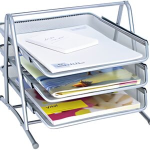 WEDO Corbeille à courrier Office, 3 compartiments, argent