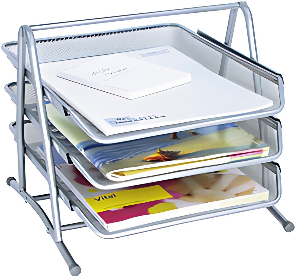 WEDO Corbeille à courrier Office, 3 compartiments, argent