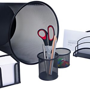 WEDO Set de bureau "Office", en fil métallique, noir