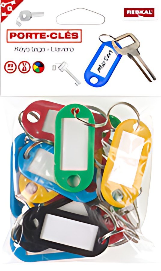 RESKAL Porte-clés avec anneau, diamètre: 18 mm, assorti