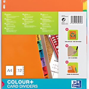 Oxford Intercalaires carton, uni, A4, multicolore, 12 touche