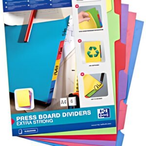 Oxford Intercalaires carton, uni, A4, multicolore, 6 touches