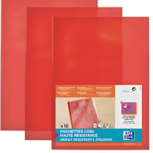 Oxford Pochettes-coin haute résistance, A4, PVC, rouge