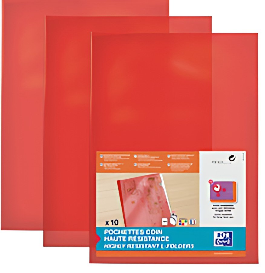Oxford Pochettes-coin haute résistance, A4, PVC, rouge