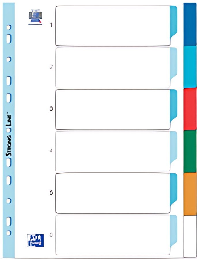 Oxford Intercalaires en plastique, uni, A4, 12 touches