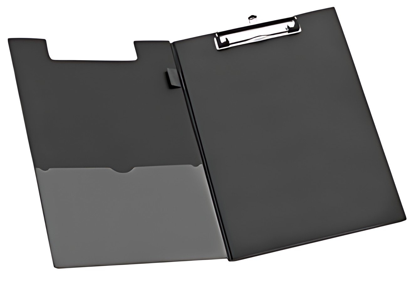 Wonday Porte-bloc à pince, A4, revêtement PVC, noir