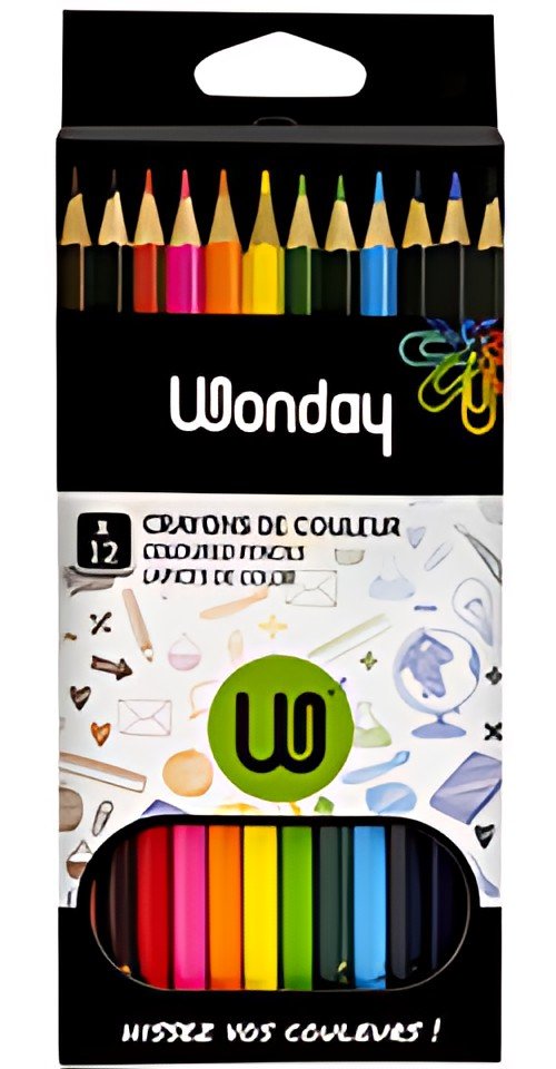 Wonday Crayons de couleur, étui carton de 12
