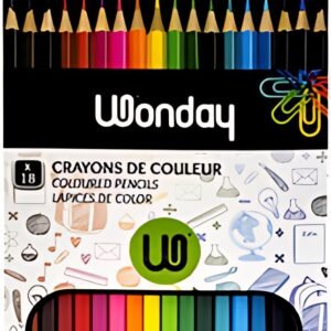 Wonday Crayons de couleur, étui carton de 18