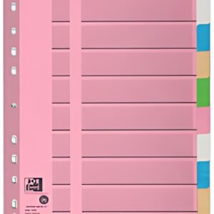 Oxford Intercalaires en carton, uni, A4, couleur, 10 touches