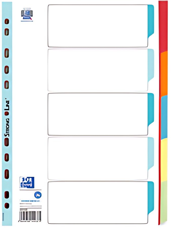 Oxford Intercalaires en carton, uni, format A4, couleur, 5