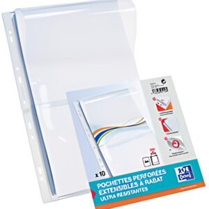 Oxford Pochettes perforées à soufflet, A4, PVC, 0,3 mm