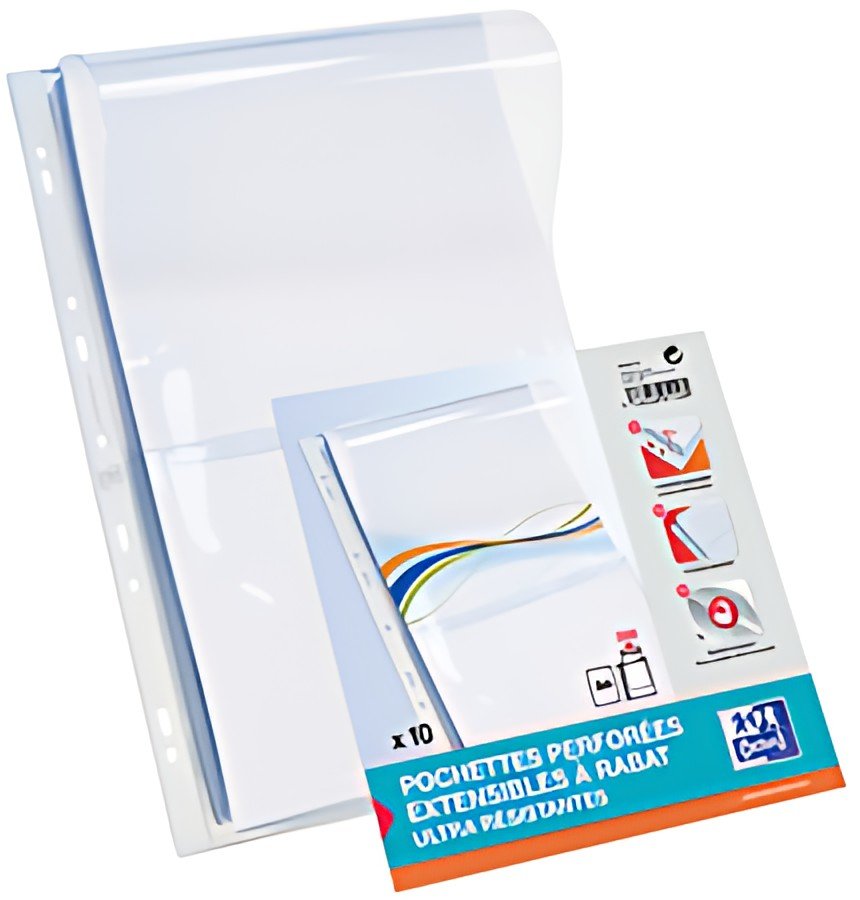 Oxford Pochettes perforées à soufflet, A4, PVC, 0,3 mm