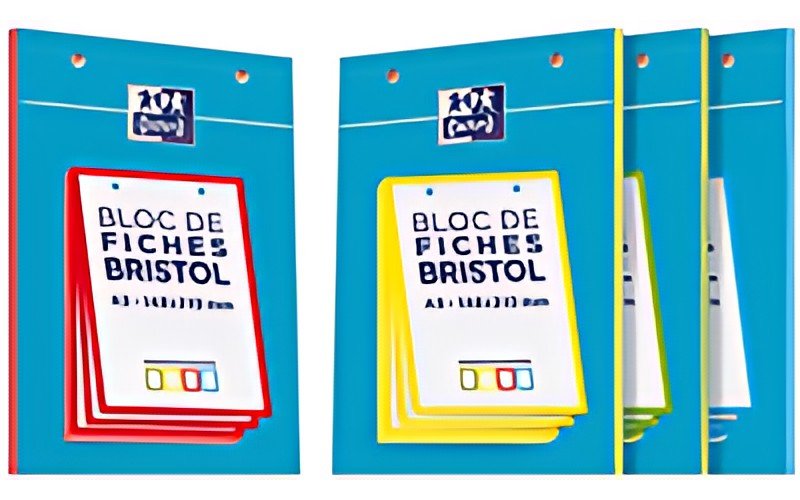 Oxford Bloc de fiches bristol, A5, blanc avec cadre coloré