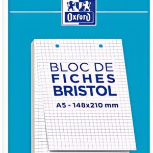 Oxford Bloc de fiches bristol, A5, quadrillé, blanc